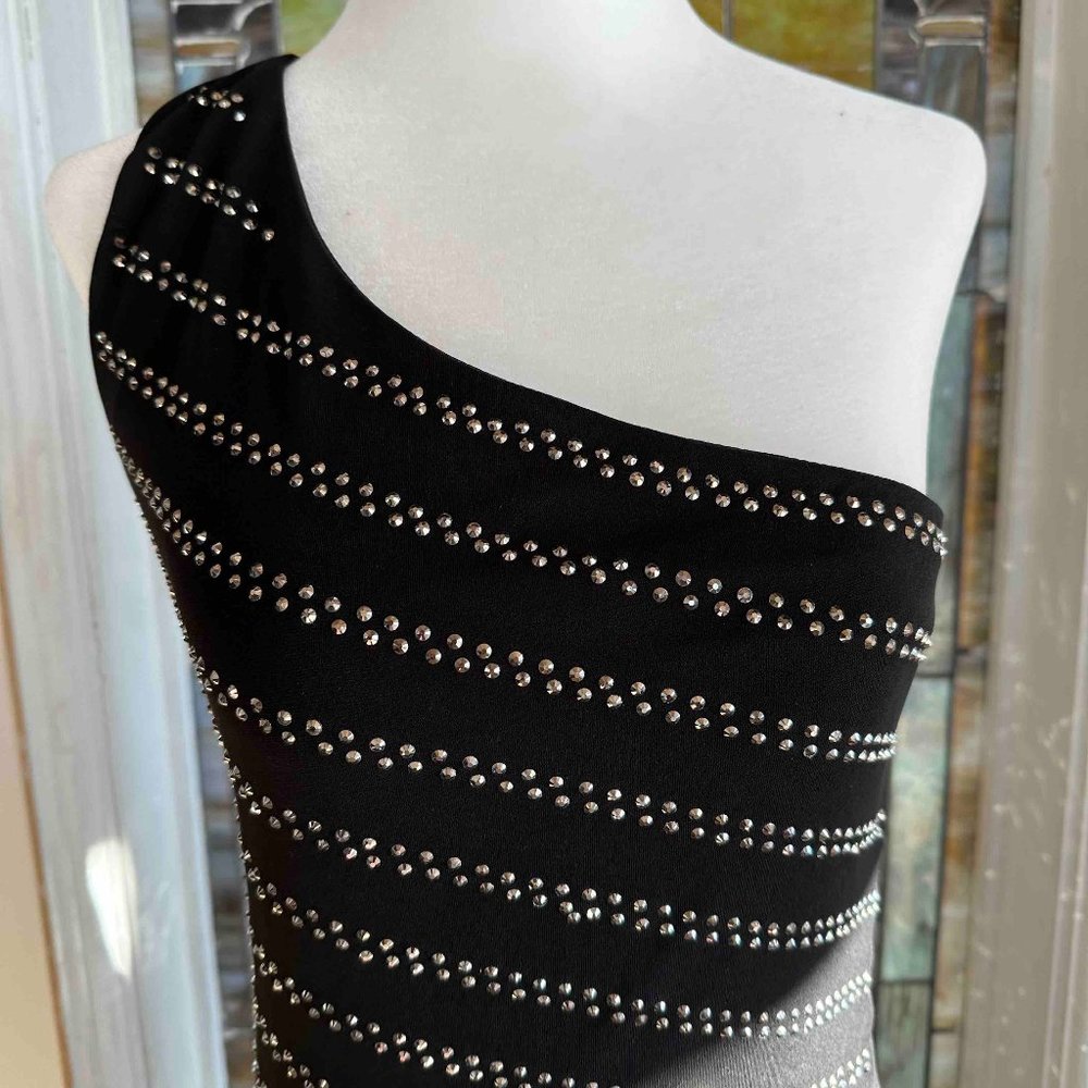 Philosophy One-Shoulder Black Studded Dress